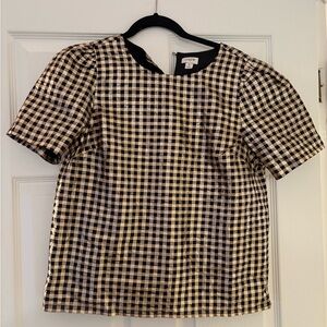 J.Crew Black and Gold Checkered Top